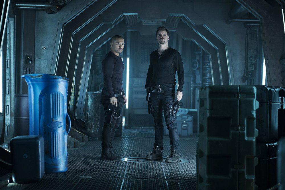 DARK MATTER -- " I've Seen The Other Side of You " Episode 203 -- Pictured: (l-r) Alex Mallari, Jr. as Four, Anthony Lemke as Three -- (Photo by: Christos Kalohoridis/Prodigy Pictures/Syfy)