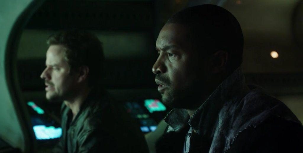 DARK MATTER -- "We Should Have Seen This Coming" Episode 206 -- Pictured: (l-r), Anthony Lemke as Three and Roger Cross as Six/Kal Varrick