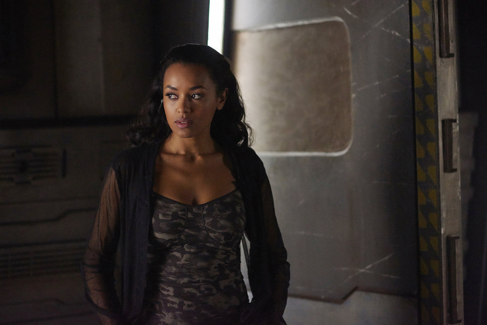 DARK MATTER -- "She's One of Them Now" Episode 207 -- Pictured: Melanie Liburd as Nyx -- (Photo by: Russ Martin/Prodigy Pictures/Syfy)