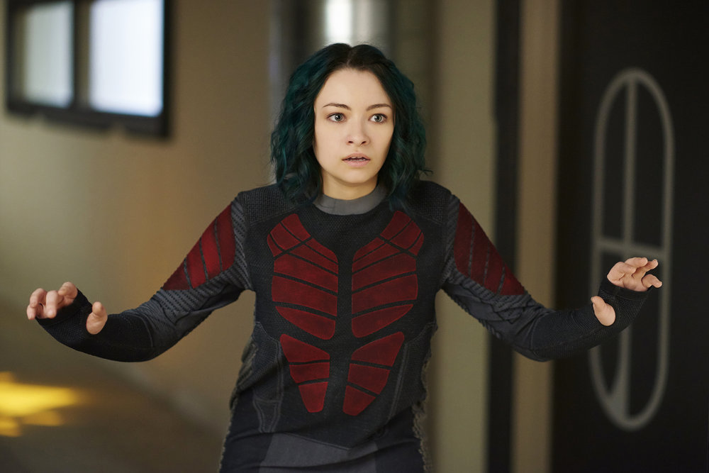 DARK MATTER -- "She's One of Them Now" Episode 207 -- Pictured: Jodelle Ferland as Five -- (Photo by: Russ Martin/Prodigy Pictures/Syfy)