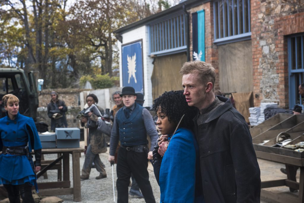John Bell as Gabriel, Fleur Phoenis Munroe as Butterfly #1 - Into the Badlands _ Season 2, Episode 9 - Photo Credit: Antony Platt/AMC
