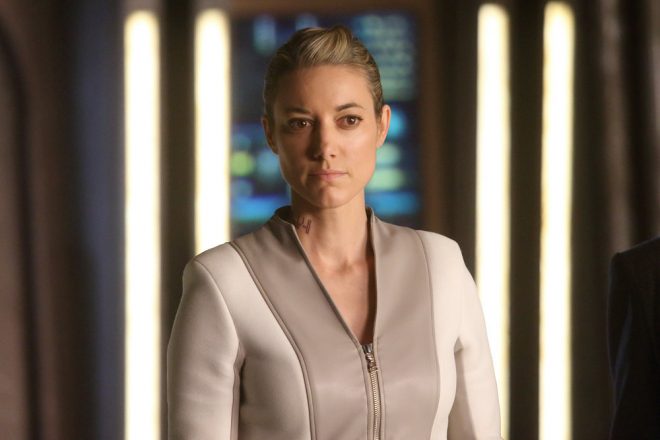 DARK MATTER -- "Being Better Is So Much Harder" Episode 301 -- Pictured: Zoie Palmer as The Android -- (Photo by: Stephen Scott/Dark Matter Series 3/Syfy)