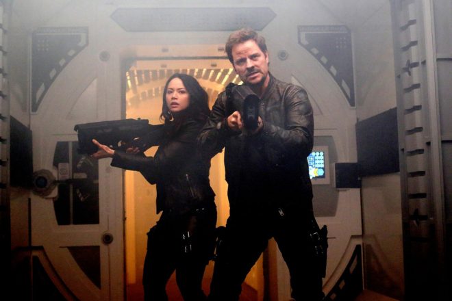 DARK MATTER -- "It Doesn't Have To Be Like This" Episode 302 -- Pictured: (l-r) Melissa O'Neil as Two, Anthony Lemke as Three -- (Photo by: Stephen Scott/Dark Matter Series 3/Syfy)