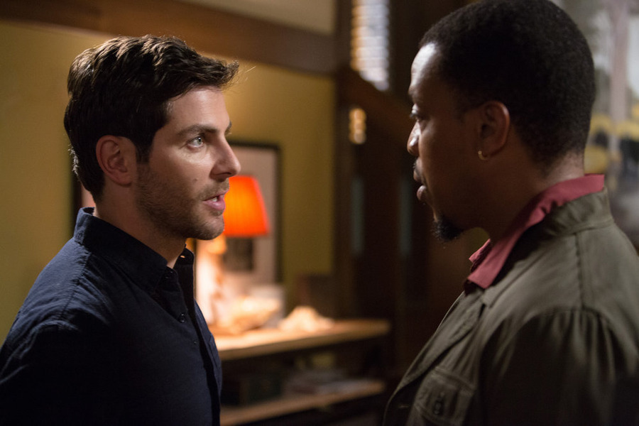 GRIMM -- "The Grimm Identity" Episode 501 -- Pictured: (l-r) David Giuntoli as Nick Burkhardt, Russell Hornsby as Hank Griffin -- (Photo by: Scott Green/NBC)
