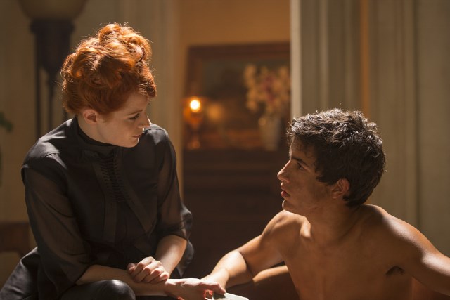 Emily Beecham as The Widow and Aramis Knight as M.K. - Into the Badlands _ Season 1, Epsiode 2 - Photo Credit: Patti Perret/AMC